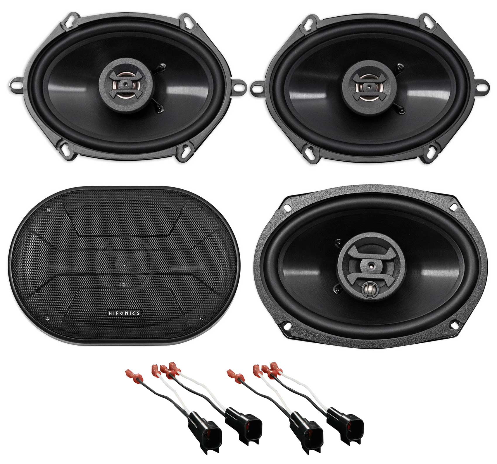 Front+Rear Hifonics Speaker Replacement Kit For 19982011 Ford Crown