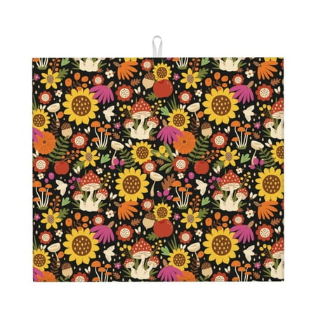 

Matuu Sunflowers Mushrooms for Dish Drying Mat for Kitchen Counter for Kitchen and Dining Kitchen Counter Accessories 16 x18