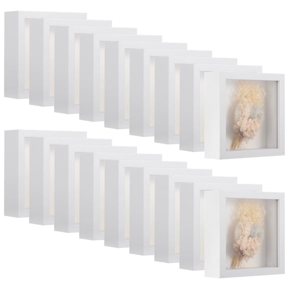 18 PCS DIY Hollow Shadow Box, Display Box for Dried Flower, Butterfly, Insect, Mementos Display Picture Frame for Crafts, 5.6 in, White