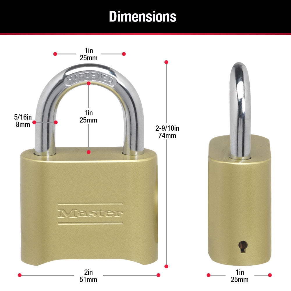 (4 pack) Master Lock 2in (51mm) Wide Set Your Own Combination Solid Body Padlock