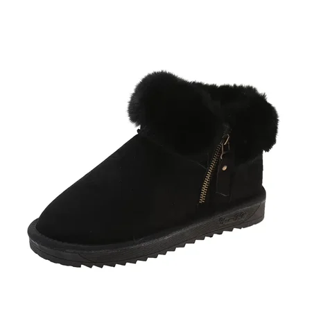 

Women‘s Ankle Fluffy Fringed Decor Snow Shoes Winter Thermal Snow Shoes Warm Plush Lined Short Boots Women‘s Footwear