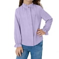 thumbnail image 4 of Dlentnea Girls Tops Elegant Ruffle Long Sleeve Blouses Kids Button down Uniform Schools Dress Shirt Tops, 4 of 6
