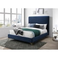 thumbnail image 2 of Uptown-Modern Solid Wood/Velvet Fabric Upholstered Queen Bed in Blue, 2 of 3