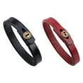 thumbnail image 2 of Brazaletes trenzados de cuero Qarigey regalos de botones rojo, 2 of 6
