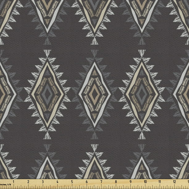 Boho Upholstery Fabric by the Yard, Inspired Rhombus with Ornament Earth Tones, Decorative Fabric for DIY and Home Accents, Dark Taupe Grey Dark Tan by Ambesonne - Walmart.com
