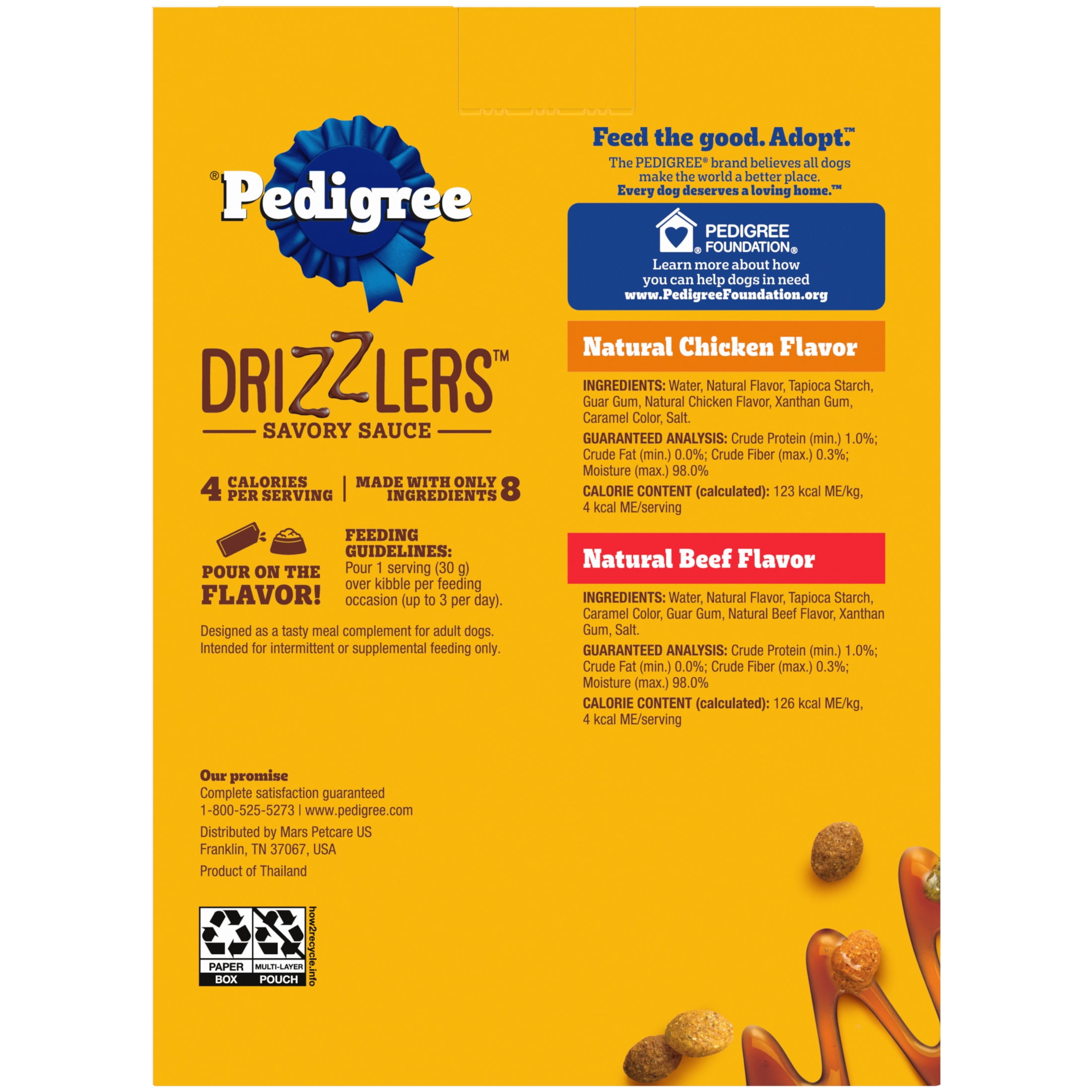 (2 pack) Pedigree Drizzlers Savory Sauce Multipack, 60g Twin Pouch, Pack of 2 (32 Pouches, 64 Servings)