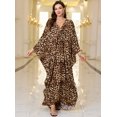 thumbnail image 2 of Vestido kaftán Yanziliu talla grande con cuello en V y manga murciélago, 2 of 6