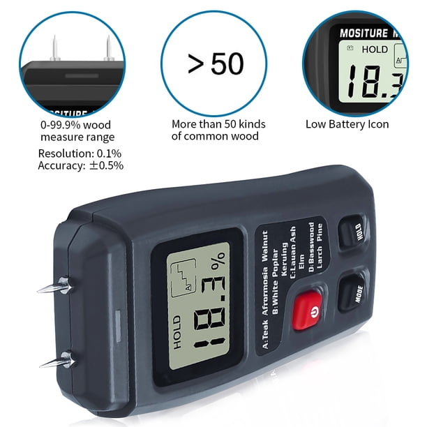 Medidor de humedad de madera Pantalla LCD digital de mano Madera ANGGREK Otros