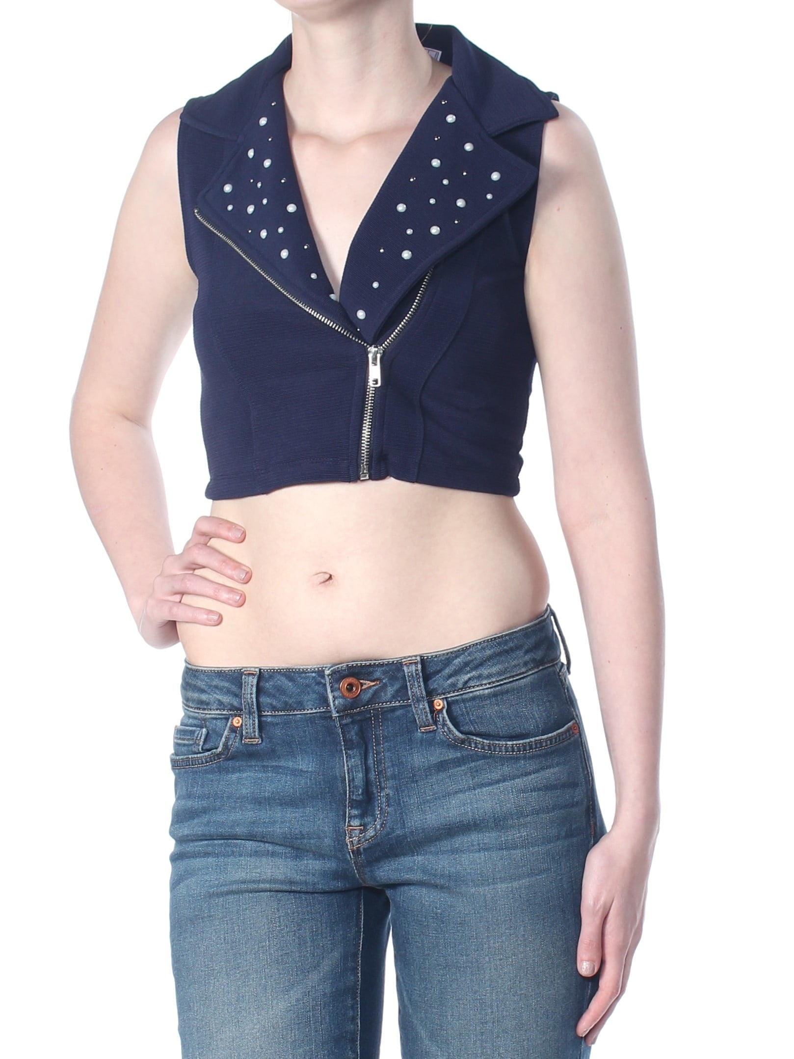 Beautees BEAUTEES Womens Navy Embellished Vest Top Size 10 Walmart