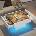 thumbnail image 2 of Craftian Farmhouse LED Coffee Tables Square Center Table with Storage for Living Room, White, 2 of 8