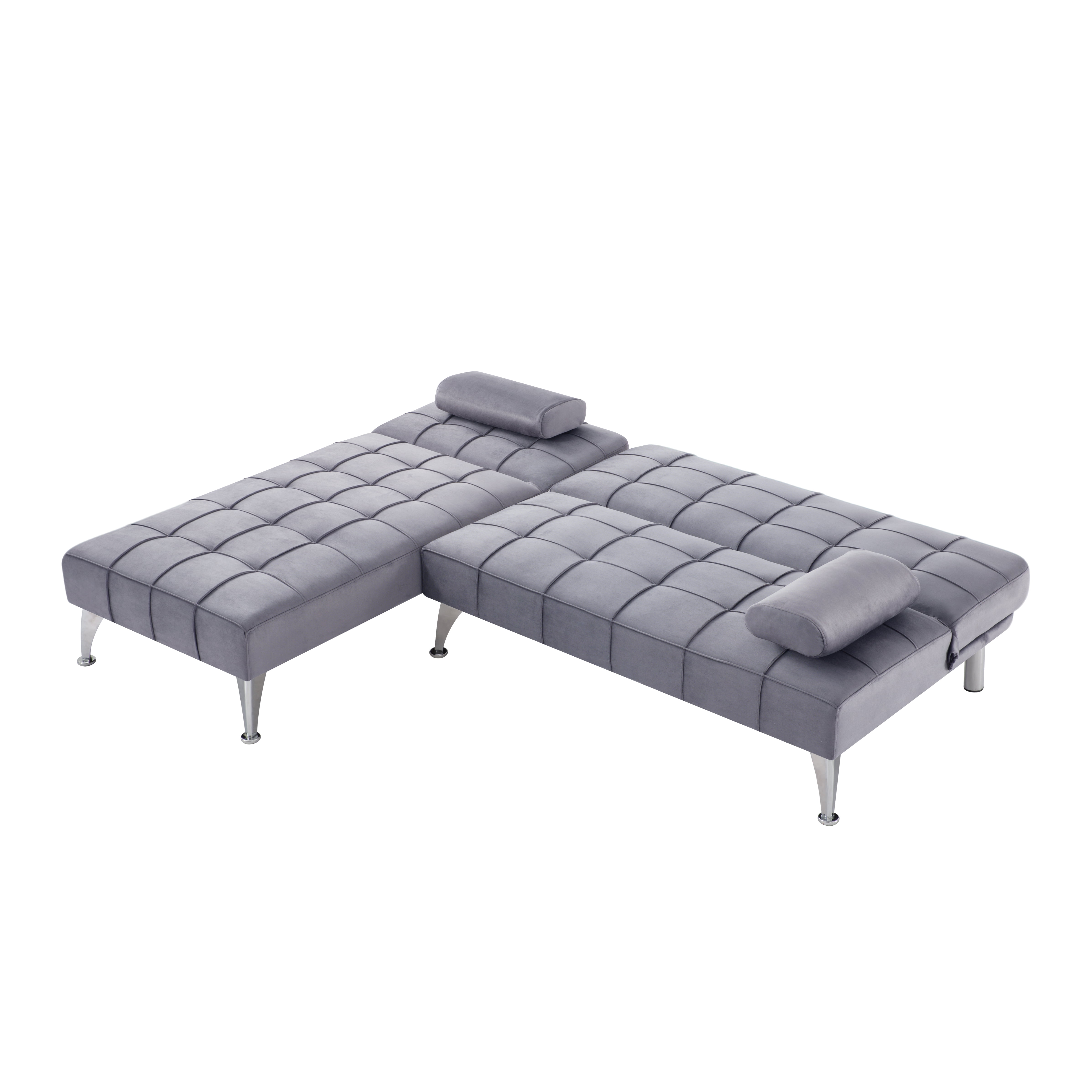 Gewnee 78.35”L-Shaped Convertible Sectional Sleeper Sofa with Chaise,Split Back Futon,3-Position Adjustable Backrest,Sleeper Chair for Living Room,Office,Guest Room.Dark Grey
