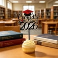 thumbnail image 4 of Tong Congrats Class Of 2026 Cake Topper Red Glitter Graduation Cap & Diploma Cake Graduation Party Cake For 2026 Graduation Celebration Senior Grad Party, 4 of 5