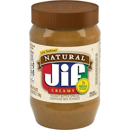Jif Natural Creamy Peanut Butter Spread, 40 Ounces
