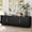 Black, variant on FORTUNETEC Mid Century Modern TV Stand for 75 inch TVs, 67" Entertainment Center with Arched Design, Adjustable Shelves, Oak