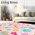 thumbnail image 2 of ODIKA 8'x10' Machine Washable Non-Slip Area Rug, Learning with Vibrant Alphabet and Abstract Cloud Motifs High Traffic Rug, Pink, 688805, 2 of 7