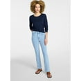thumbnail image 3 of Time and Tru Women's High Rise Curvy Straight Leg Jeans, 29" Inseam, Sizes 0-22, 3 of 6