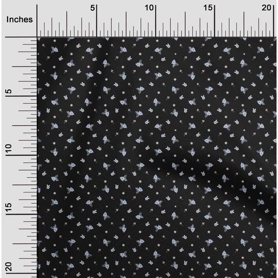 oneOone Cotton Poplin Fabric Leaves & Flower Floral Print Fabric by The Yard 56 Inch Wide