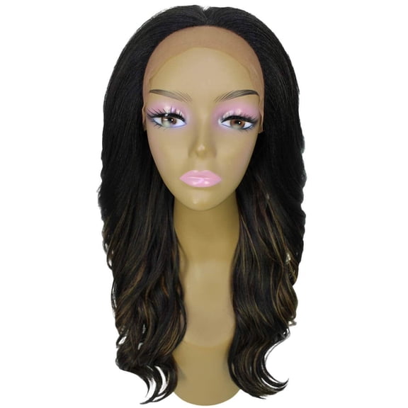 LUXLUXE Cleo Wavy 21 inch Long 4X4 Hand-Tied Lace Front Wig, Heat Resistant Fiber