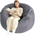 thumbnail image 3 of JONPONY Bean Bag Chair for Adults, Oversized Beanbag for Gaming Reading Foam Filled Couch Furniture with Soft Removable Cover, Giant Round Comfy Sofa for Living Room Bedroom College Dorm,Dark Gray, 3 of 12