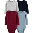 thumbnail image 2 of Carter's Baby 4 Pack Long Sleeve Bodysuits -Solids, Preemie, 2 of 3