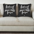 thumbnail image 3 of Set of 2 Decorative Throw Pillow Covers 18x18in - Modern Black Background with Playful White Text & Orange Accents for Couch Bed Car, 3 of 8