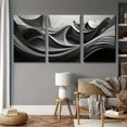 thumbnail image 3 of 3pcs Modern Abstract Black & White Canvas Wall Art Set - Frameless, Textured Design Decorative Prints for Living Room, Bedroom, Office, Bar, Cafe - Contemporary Home & Office Decor, Wall Decor, 3 of 4