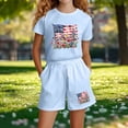thumbnail image 4 of CHUMUD Girls 4th of July USA Shirt American Flag Patriotic Daisy Print Sets 2 Piece Kids T-Shirt & Elastic Waist Shorts 3-14 Years, 4 of 5