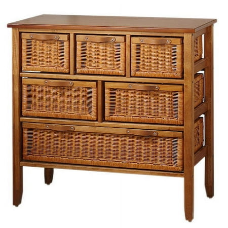 6-Drawer Wicker Chest, Honey