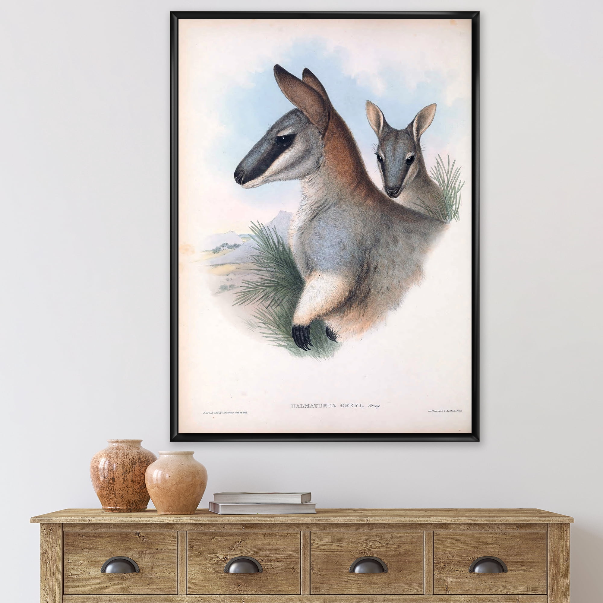 Designart 'Ancient Kangaroo' Farmhouse Framed Canvas Wall Art Print