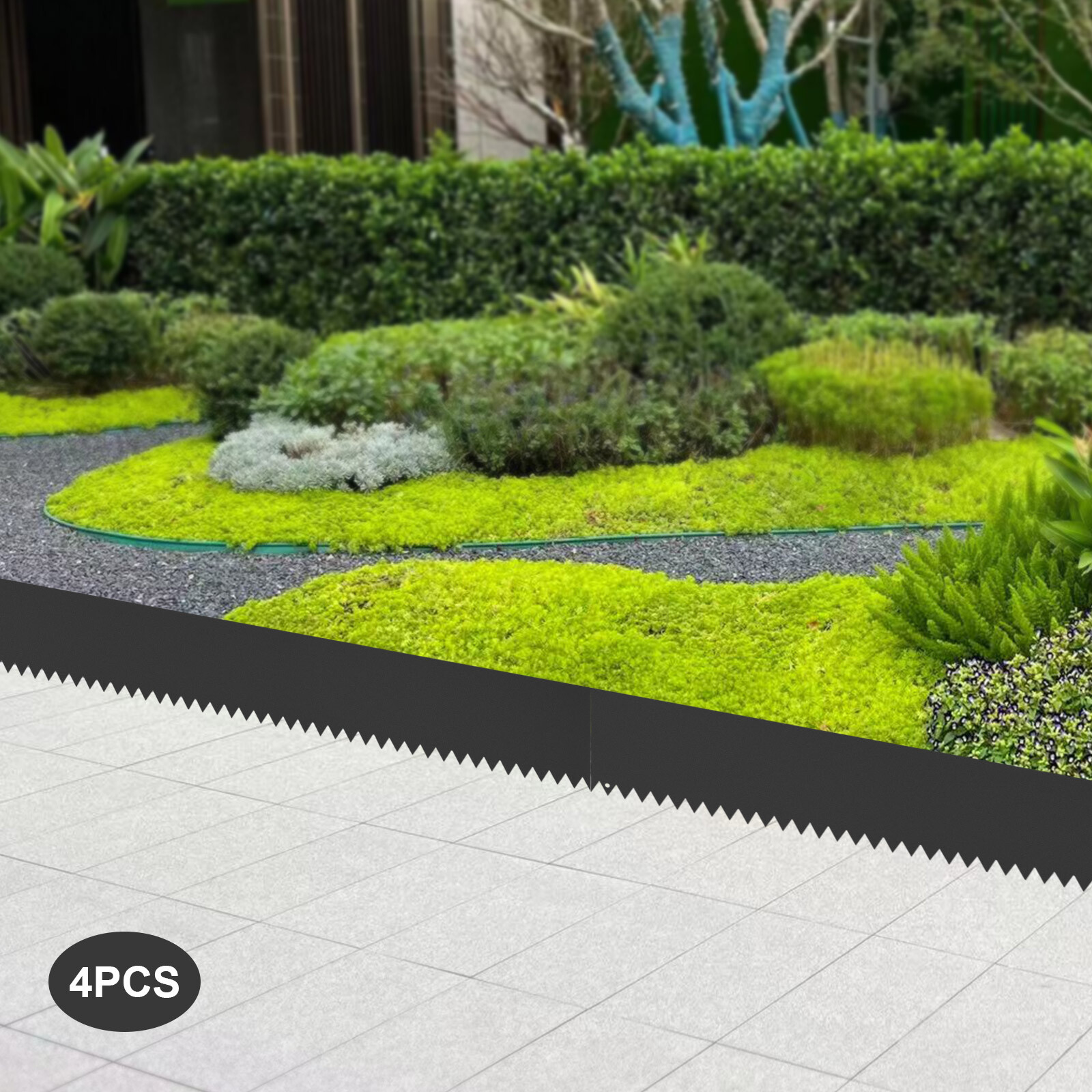 Landscape Edging 4Pc 6 inch Bendable Metal Garden Barrier Lawn Border Black for Gardens, Paths, Lawns