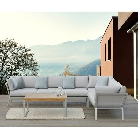 Ove Decors Conrad Aluminum 5 Piece Gray Patio Sectional Set