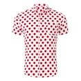 thumbnail image 1 of INSPIRE CHIC Men's Short Sleeves Polka Dots Button Down Shirt Red White 42, 1 of 6