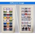 thumbnail image 6 of MISSLO Over the Door Hat Organizer 24 Elastic Pockets Clear Hat Rack for Baseball Caps Storage Mesh Hanging Shoe Organizer for Closet Wall Holder Hanger, White, 6 of 7