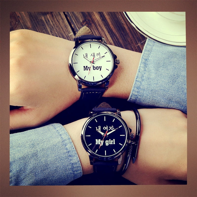 Fashion Simple Leather Watchband Couple Watch Walmart