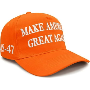 Trump 45-47 Cap - Make America Great Again MAGA Hat - Orange Baseball Cap