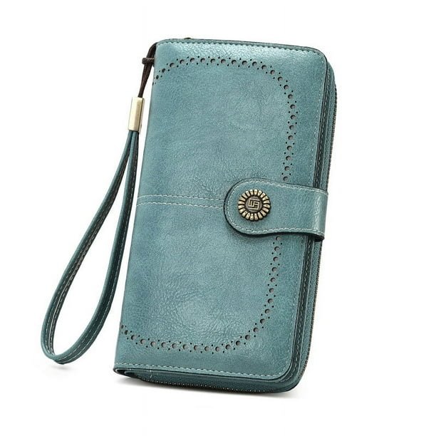Cartera de mujer con cremallera, cartera larga, cartera, moda europea y americana, bolso de mano de gran capacidad
