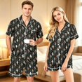 thumbnail image 3 of Couples Pajama Sets Matching Halloween 2 Piece Short Sleeve Button Down Pjs Soft Lightweight Sleepwear Loungewear for Her Him with Allover Graphic Print Black XL, 3 of 6