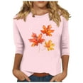thumbnail image 2 of VKOYWKM Thanksgiving Shirts for Women 3/4 Sleeve Blessed Tops Pumpkin Graphic Tees Casual Crewneck Thankful T Shirts Halloween Shirt, 2 of 4