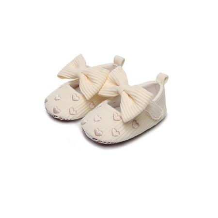 

Gomelly Infant Flats First Walker Mary Jane Bowknot Dress Shoes Cute Princess Shoe Toddler Newborn Beige 6.5C