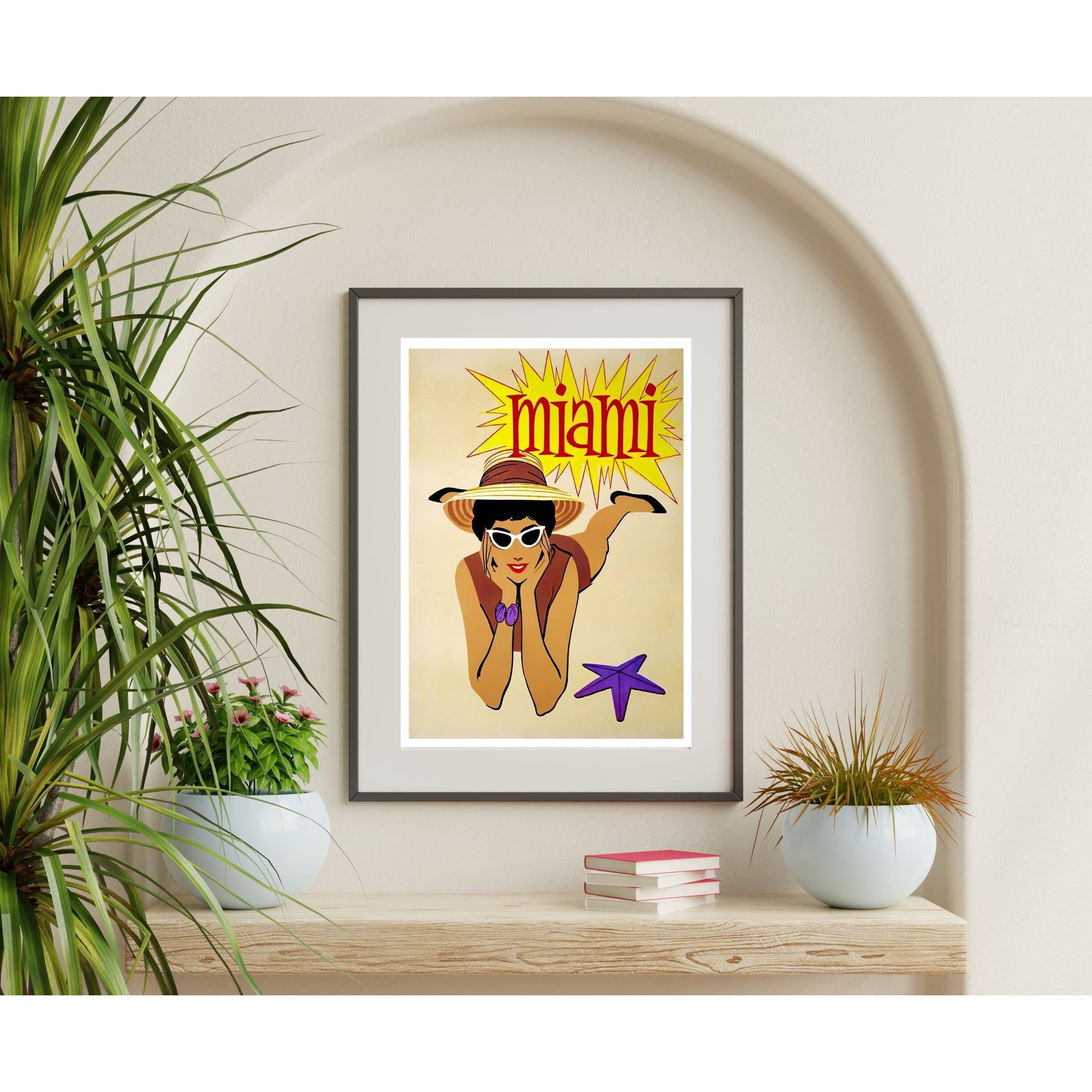 Retro Miami Travel Poster, 1950S Mid Century Airline Art , Poster Print Only