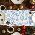 thumbnail image 3 of Table Runner 36 Inch Long - Watercolor Winter SnowflakeDecorative Table Scarf,Blue Green Seamless SnowflakesDining Table Runners for Wedding Party Kitchen Dining Tables, 3 of 9