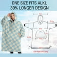 thumbnail image 4 of Oversized Wearable Blanket Hoodie,Light Blue and Cream Checkered Pattern Sherpa Blanket Hoodie with Super Pockets,Super Warm Fuzzy Pullover for Women & Men, 4 of 6