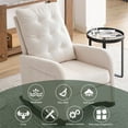 thumbnail image 4 of 25.6"W Modern Accent Upholstered Rocking Chair with High Backrest, Comfy Fabric Lounge Chair with Two Side Pocket, Arm Rocking Chair with Wood Base for Living Room Bedroom Office,Beige, 4 of 7