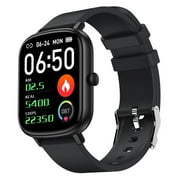 Smart Watch with Bluetooth, 1.7'' Fitness Activity Tracker with Pedometer Smartwatch with Step Counter for Women Men Black