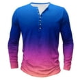 thumbnail image 2 of Mens Big & Tall T Shirts Plus Size S-5X Long Sleeve Button Crewneck Tees Tops Pullover Gradient Printed Slim Going-Out Athletic Workout Tshirts Shirt, 2 of 4