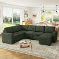thumbnail image 2 of Marrber Modular Sectional Sleeper Sofa with Pull Out Bed, Corduroy Sectional Couch with Storage, U Shaped Couches for Living Room, Green, 2 of 10