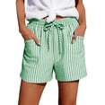 thumbnail image 4 of Summer Shorts for Women 2026 Casual Trendy Vacation Beach Cotton Linen Elastic Waist Drawstring Shorts with Pockets Green 2XL, 4 of 4