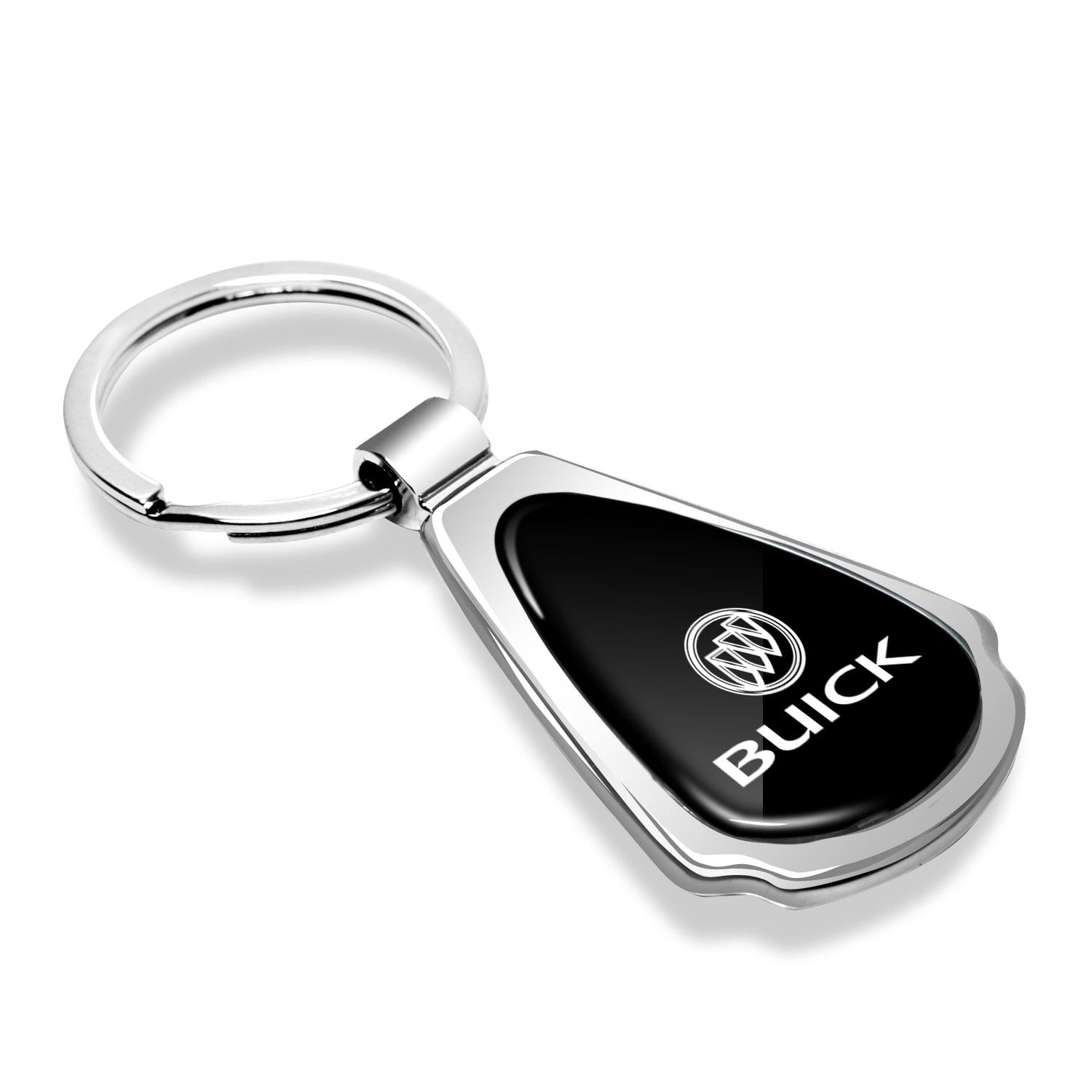 iPick Image for Buick Black Dome Chrome Metal Teardrop Key Chain, Official Licensed