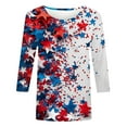 thumbnail image 4 of 4th of July Shirts for Womens 2025 Fashion American Flag Graphic Tees Independence Day Cute Patriotic T-Shirts Gradient USA Flag Star Stripes Print Tunic 3/4 Sleeve Plus Size Tshirts Comfy Outfits, 4 of 5