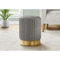 thumbnail image 3 of Monarch Specialties Ottoman, Pouf, Repose Pieds, Tabouret, 14" Rond, Velours, Base De Métal, Gris, Or, Contemporain, Moderne, 3 of 4